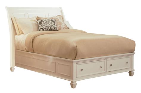 Constructed of tropical hardwoods and veneers. Coaster Sandy Beach Storage Sleigh Bedroom Set in White 201309