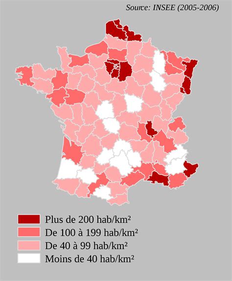 France Departments With Population Density •