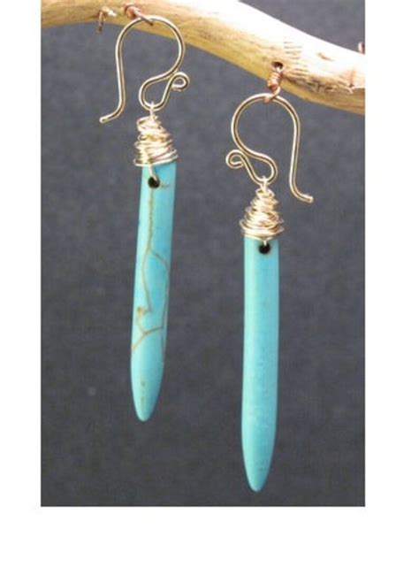Turquoise Magnesite Stick Earrings Modglam Etsy