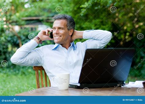 Businessman Relaxing Outdoor Stock Image Image Of Modern Fashion