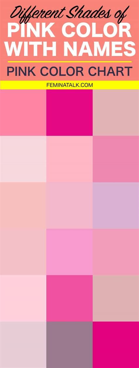 Different Shades Of Pink Color With Names Pink Color Chart