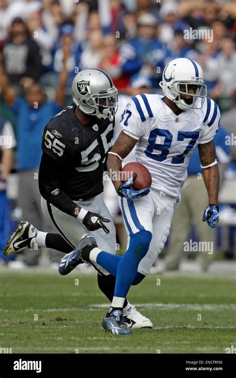 Indianapolis Colts Wide Receiver Reggie Wayne 87 And Oakland Raiders