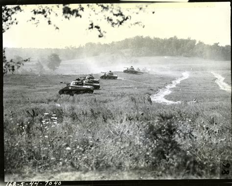 M 4 Tanks Of The 772nd Tank Battalion Roll Across The Fields In