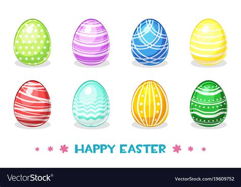 Cartoon Colored Easter Eggs With Different Vector Image