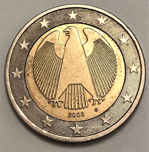 Rare 2 Euro Coin Allemagne 2002 Eagle G Serie Très Bon état Etsy