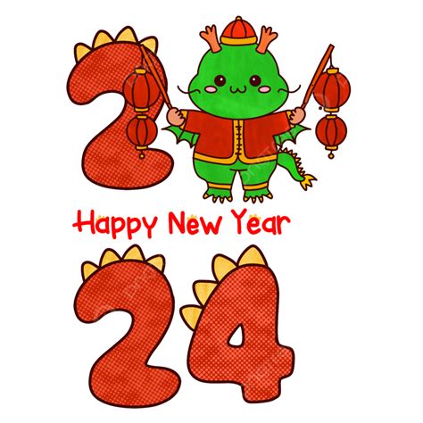 Dragon Zodiac Sign Happy New Year 2024 With Holding Lantern Year Of