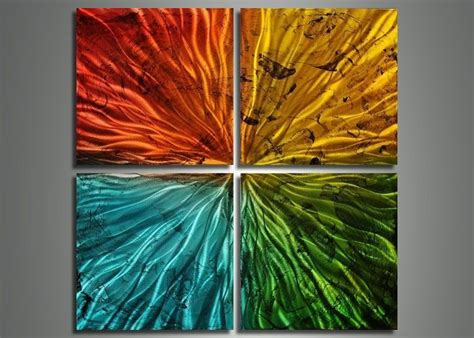 4 panel metal wall art | Abstract wall art painting, Multiple canvas