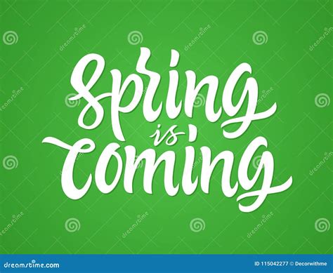 Spring Is Coming Vector Hand Drawn Brush Pen Lettering Stock Vector