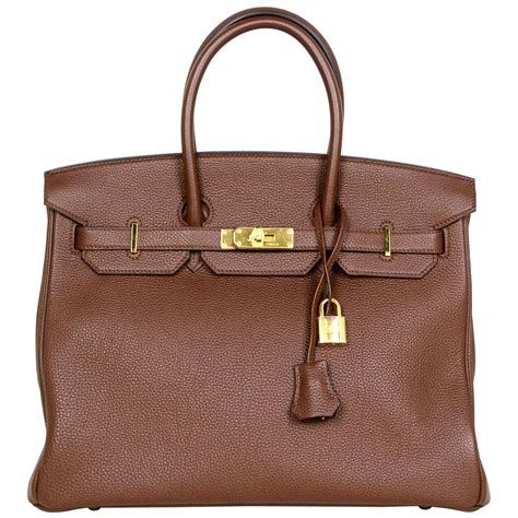 Hermes Brown Togo Leather 35cm Birkin Bag W Gold Hardware For Sale At