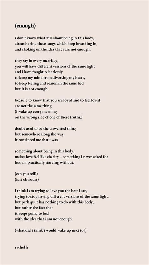Enough Poem By Rachel H Meaningful Poems Self Love Poems Poetry