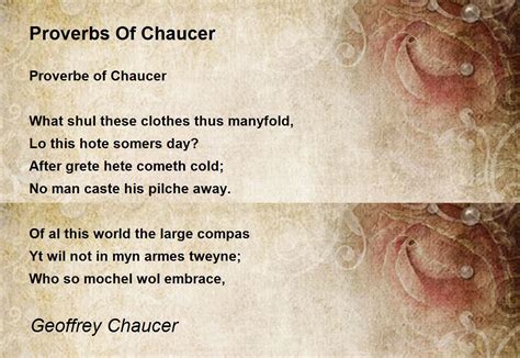 Proverbs Of Chaucer Poem By Geoffrey Chaucer Poem Hunter