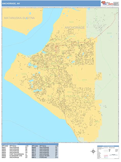 Anchorage Alaska Wall Map Basic Style By Marketmaps Mapsales