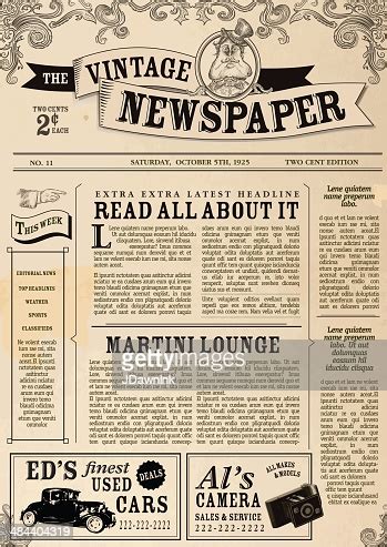 The masthead newspaper is anything but difficult to be changed in your newspaper name. Vintage Newspaper Layout Design Template Stockillustraties ...