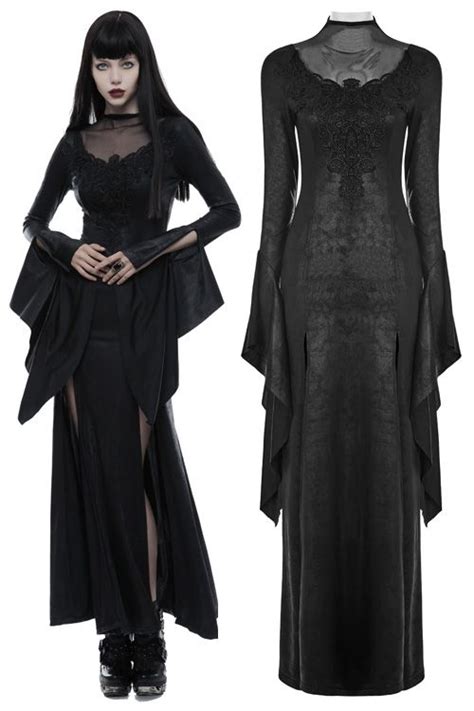 Moonspell Long Black Gothic Dress By Punk Rave Black Gothic Dress Gothic Dress Gothic Outfits
