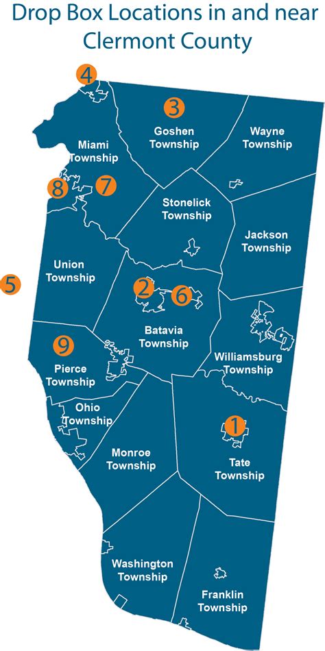 drop box locations map for website | Clermont County Public Health