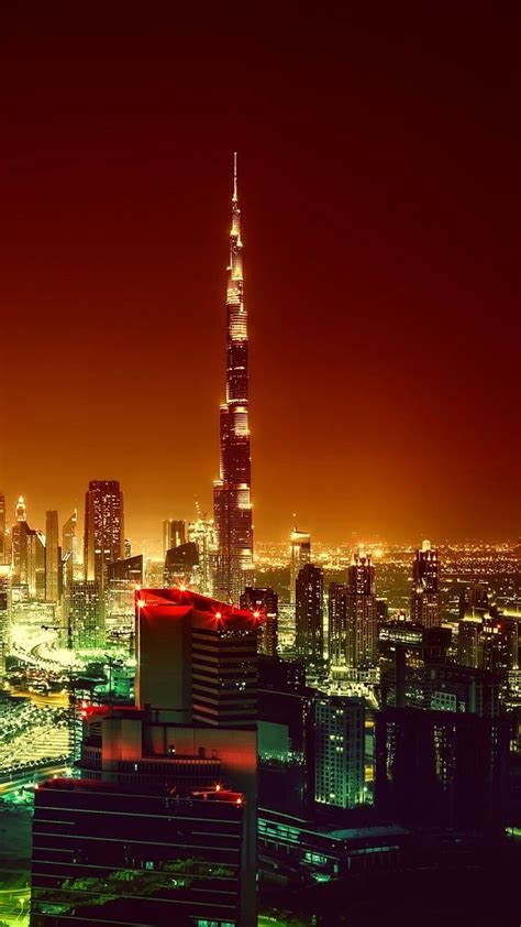Burj Khalifa Dubai Cityscape Night 4k Vertical Khalifa Dubai