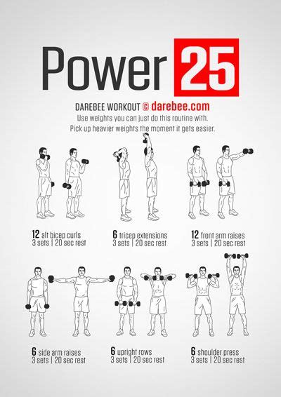 Power 25 Workout | Dumbbell workout, Free weight workout ...