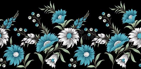 Seamless Textile Floral Border Design Stock Illustration Illustration