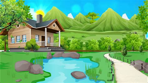 Background Animasi Bergerak Villa Di Pegunungan Background No