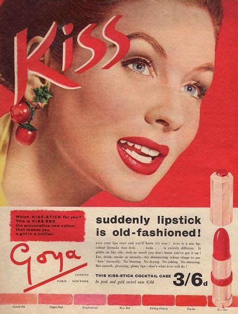 Goya Lipstick Ad 1950s Vintage Makeup Ads Vintage Cosmetics