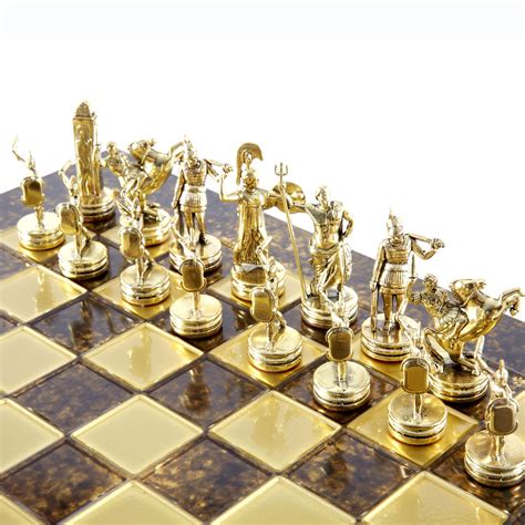 Greek Mythology Chess Set With Goldsilver Chessmen And Bronze Chessbo