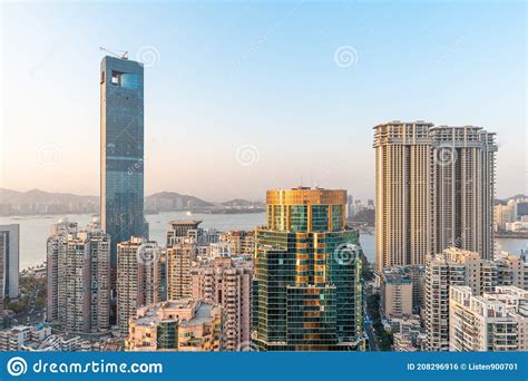 Modern Cityscape Chinese City Skyline At Dusk Xiamen China Editorial