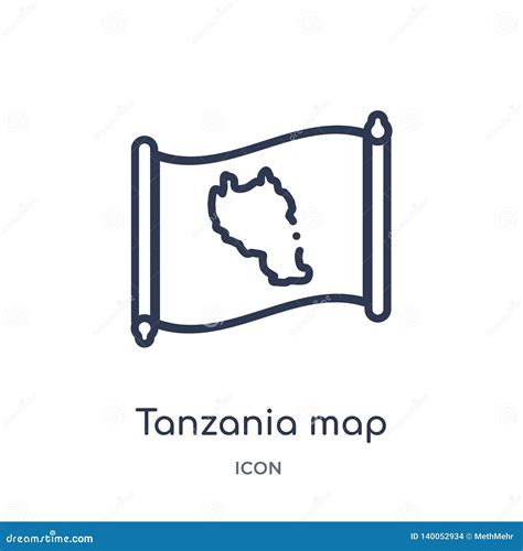 Ícone Linear Do Mapa De Tanzânia Da Coleção Do Esboço De Countrymaps