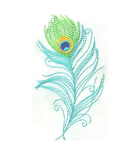 4T Large Sketchy Peacock Feather Embroidery Design Etsy Embroidery