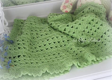 Try to crochet some blankets in artistic designs to make the. Baby Blanket Crochet Pattern Green Scallops Baby Afghan ...