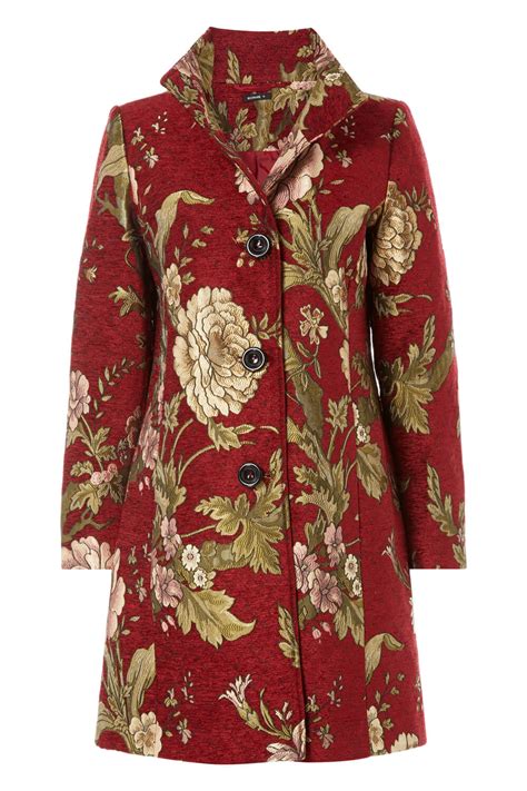 Floral Jacquard Coat In Multi Coloured Roman Originals Uk