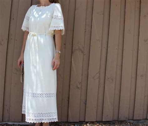 70s Butte Knit Cream Wedding Dress Short Sleeve Lace By Gumbygirl Cream