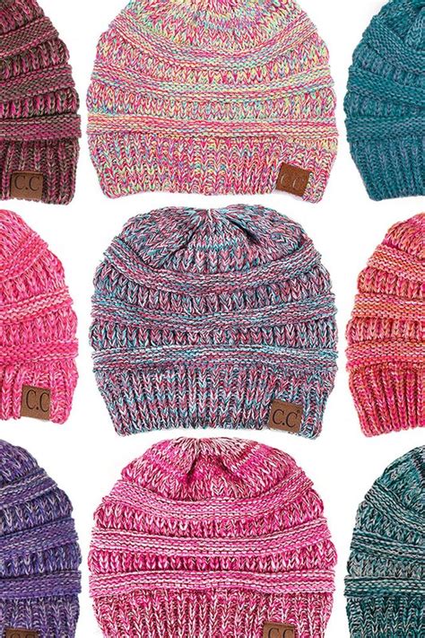 Multi Color Knit Cc Beanie Hats