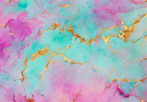 Premium Vector Turquoise Pink Gold Marble Watercolor Background