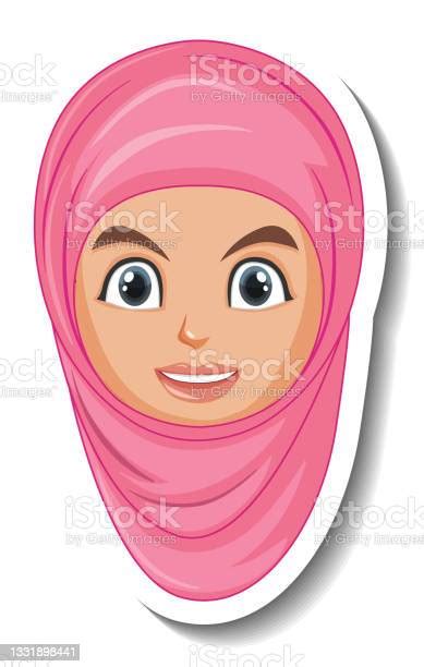 Arab Woman Cartoon Sticker On White Background Stock Illustration