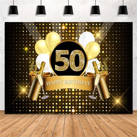 Buy Sensfun Happy 50th Birthday Backdrop Black And Gold Photography