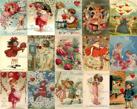 15 Vintage Victorian Valentine Cards Printable Collage Sheet Etsy Uk