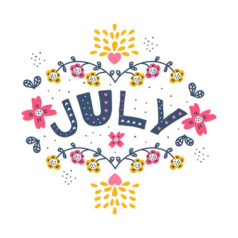 Hand Drawn July Typographic Vector 593221 Vector Art At Vecteezy