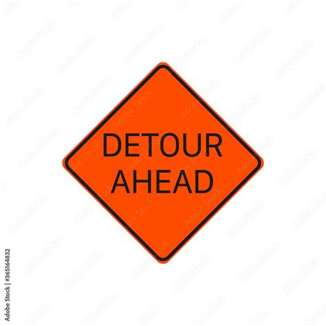 Detour Ahead Sign Vector Road Sign Symbol Modern Simple Vector Icon