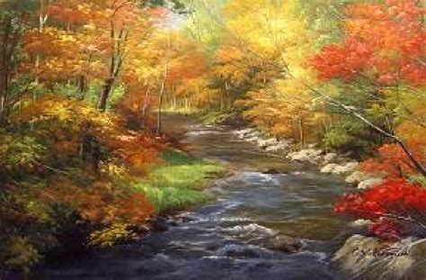 Art A Beautiful Autumn Stream Original Painting La6998 20 37