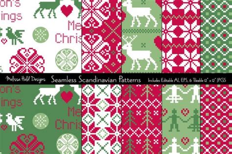 Seamless Scandinavian Patterns Graphic By Melissa Held Designs