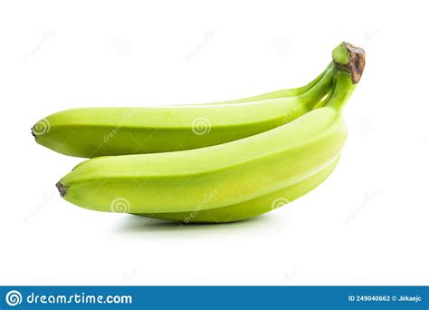Unripe Green Bananas Isolated On White Background Stock Photo Image