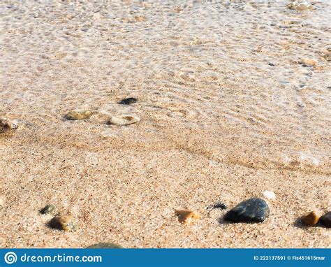 Surf On The Beach Sandy Beach With Pebbles Stock Image Image Of
