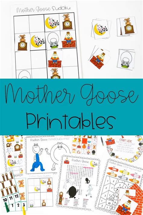 Mother Goose Printables Video Nursery Rhymes Activities Nursery