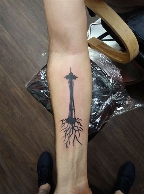 Seattle Space Needle Where Your Roots Are Forearm Tattoo Mica