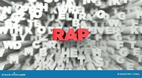 Rap Red Text On Typography Background 3d Rendered Royalty Free