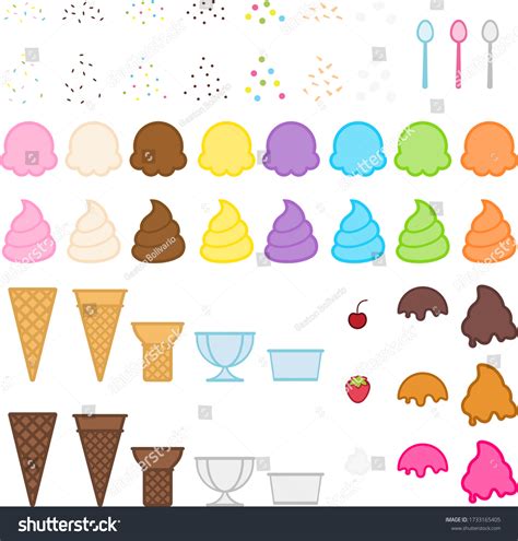 Colorful Ice Cream Toppings Vector Illustration
