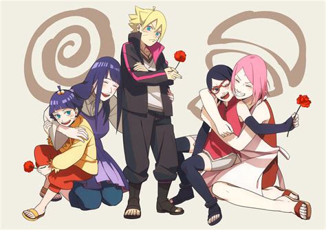 Haruno Sakura Hyuuga Hinata Uchiha Sarada Uzumaki Boruto And Uzumaki Himawari Naruto