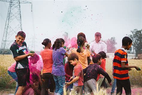 Kids Playing Holi Indian Orphanage