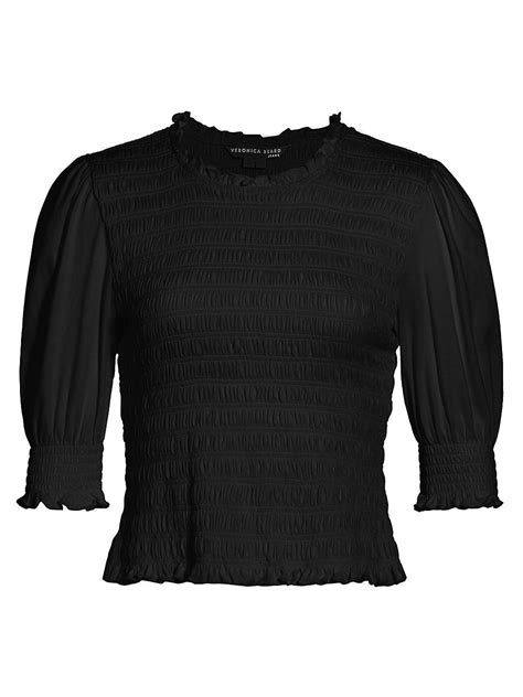 Veronica Beard Langston Smocked Top In Black Lyst