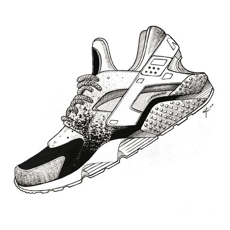 Sneaker Illustration Nike Hurache Shoes Drawing